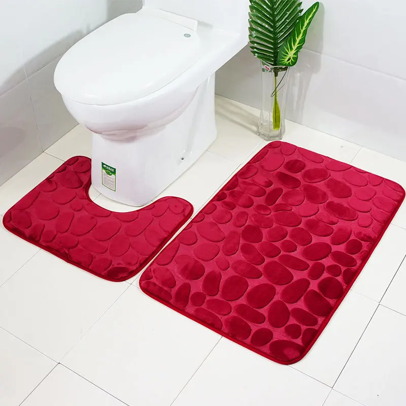 

Bath Rug Set 3 Piece Bathroom Contour Rug Toilet Mat Sets Non Slip Microfiber Bath Shower Mat U-shaped Toilet Rug