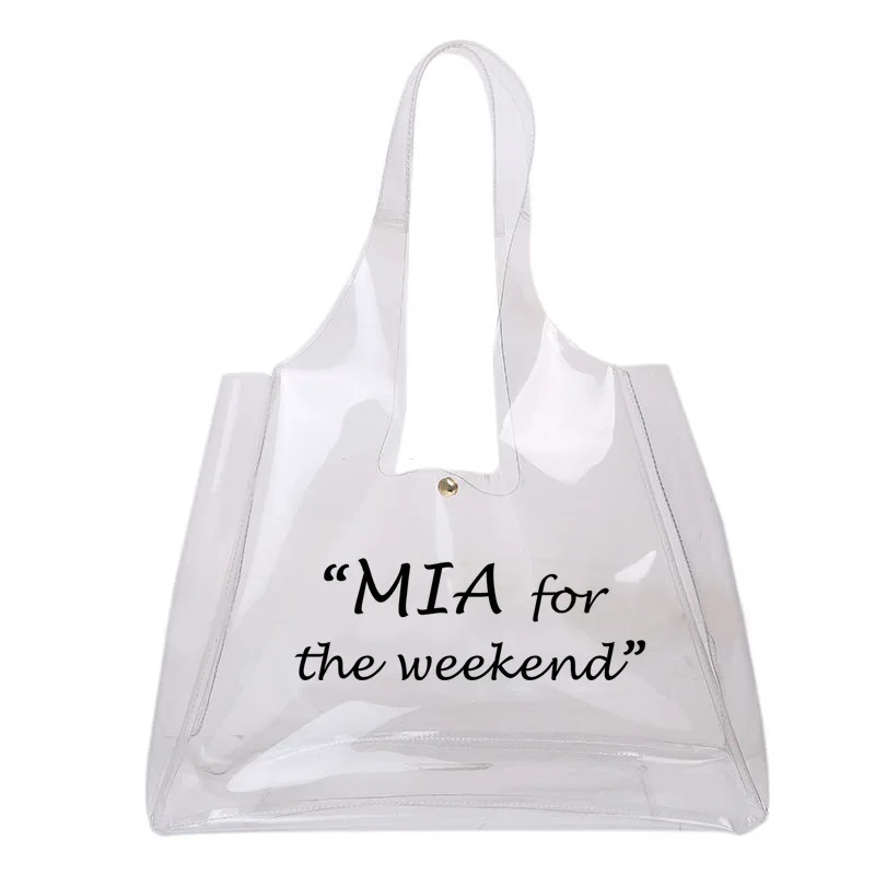 

New Fashion Ladies Transparent Pvc Tote Bag Clear Plastic Jelly Summer Beach Bag, Custom patterns