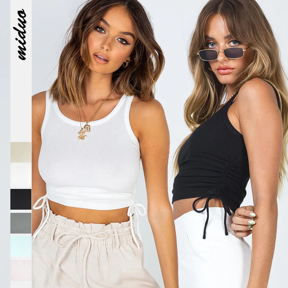 

Sexy women tank top vests Summer sling wholesale Solid Black Crop Tops knit vest