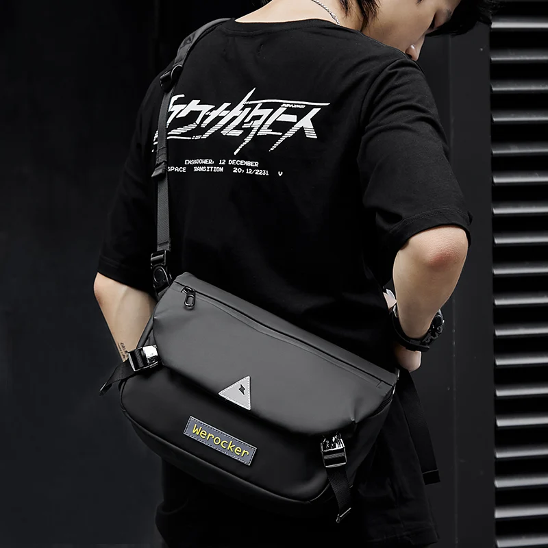 

Custom messenger bag waterproof stylish school bag laptop mens messenger bag, Black