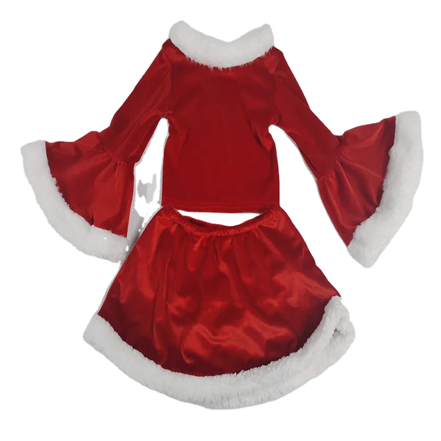 

Newest Christmas suits Babys Girls Winter costumes Children's Santa Claus costume dress two-piece suits coat skirt pants suits, Red