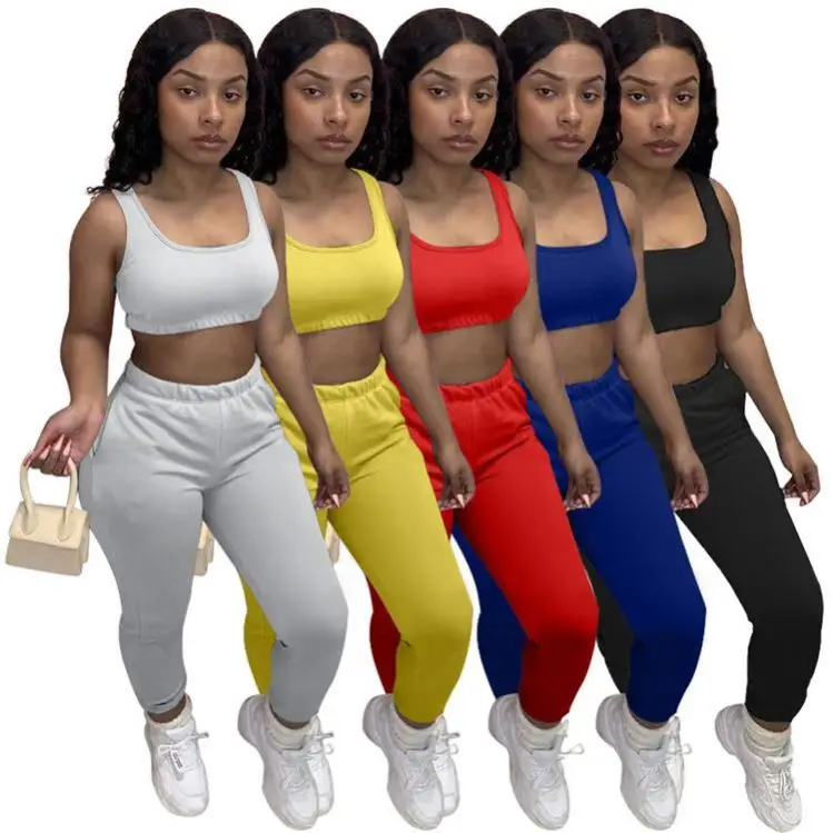 

MISSMOEN Fashionable Solid Tank Crop Top 2021 Summer Women Fashion Clothing Womens 2 Piece Outfits