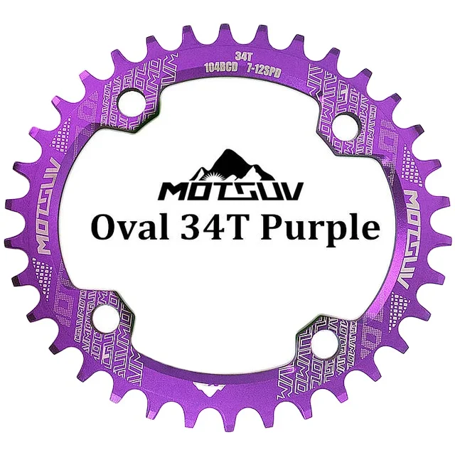 

Oval  32T/34T/36T/38T Chain ring Narrow Wide Bicycle Crank MTB Bike Chainwheel Circle Crankset Plate Bicycle Parts, Black red blue gold green purple