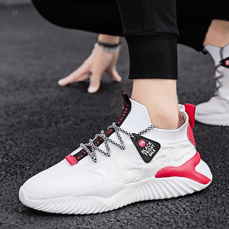 

FREE SAMPLE fast delivery comforable mens sport shoes elastic topline casual shoes for men non-slip sneakers