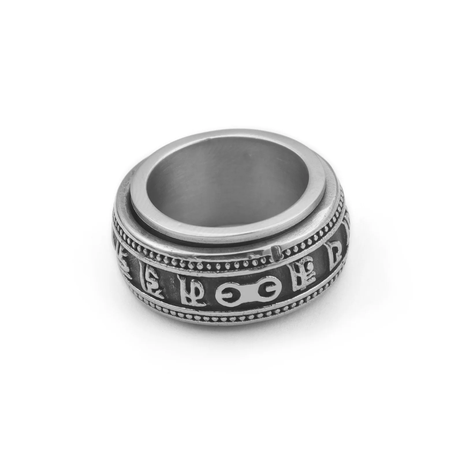 

KALEN Religious Six-character famous saying stainless steel men ring