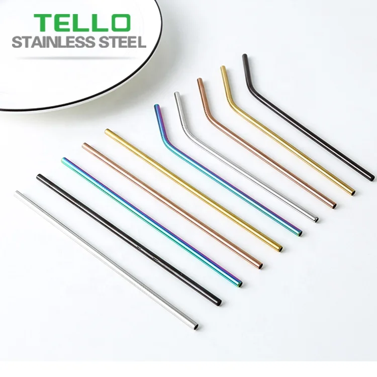 

stainless steel metal reusable juice cocktail smoothie drinking straws, Sliver/gold/rose gold/rainbow/black/blue/purple...