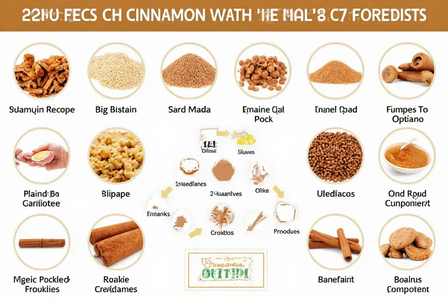 Infographic showing common food products that contain hidden cinnamon ingredients for allergy awareness