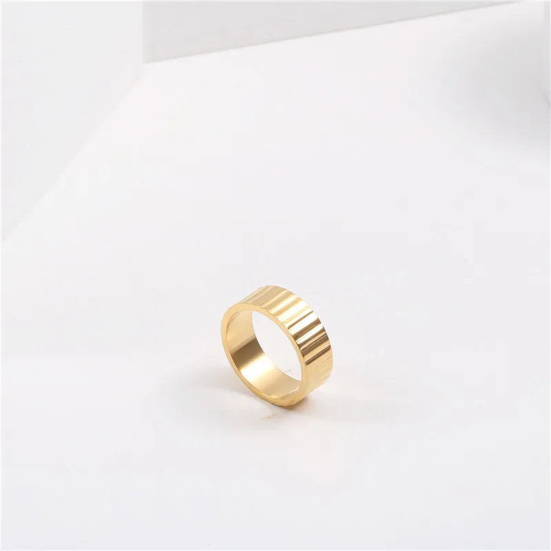 

Trendy Stainless Steel Gold Plated Ring Personalized Gear Width Baguette Rings
