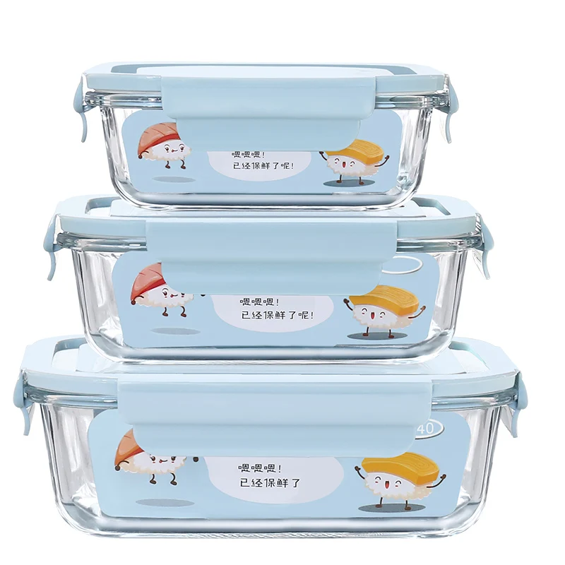 

Free sample green rectangle clear glass bowl mircrowavable glass lunch box with No MOQ food storage container