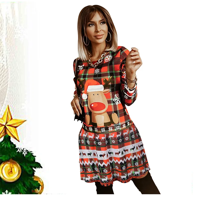 

wholesale newly factory manufacturer women christmas dress printed long dress ladies dress, Customized color