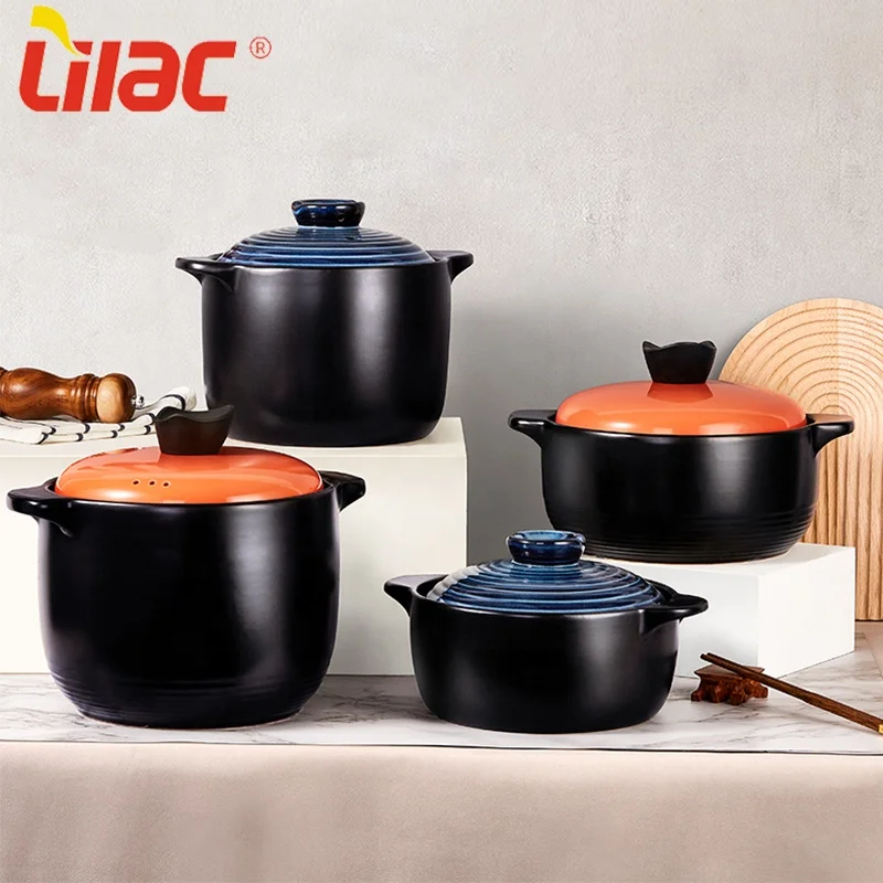 

Lilac FREE Sample 2.5L/3.5L/4.5L/6L Wholesale earthenware soup clay large cookware pot set ceramic cooking pots with handle