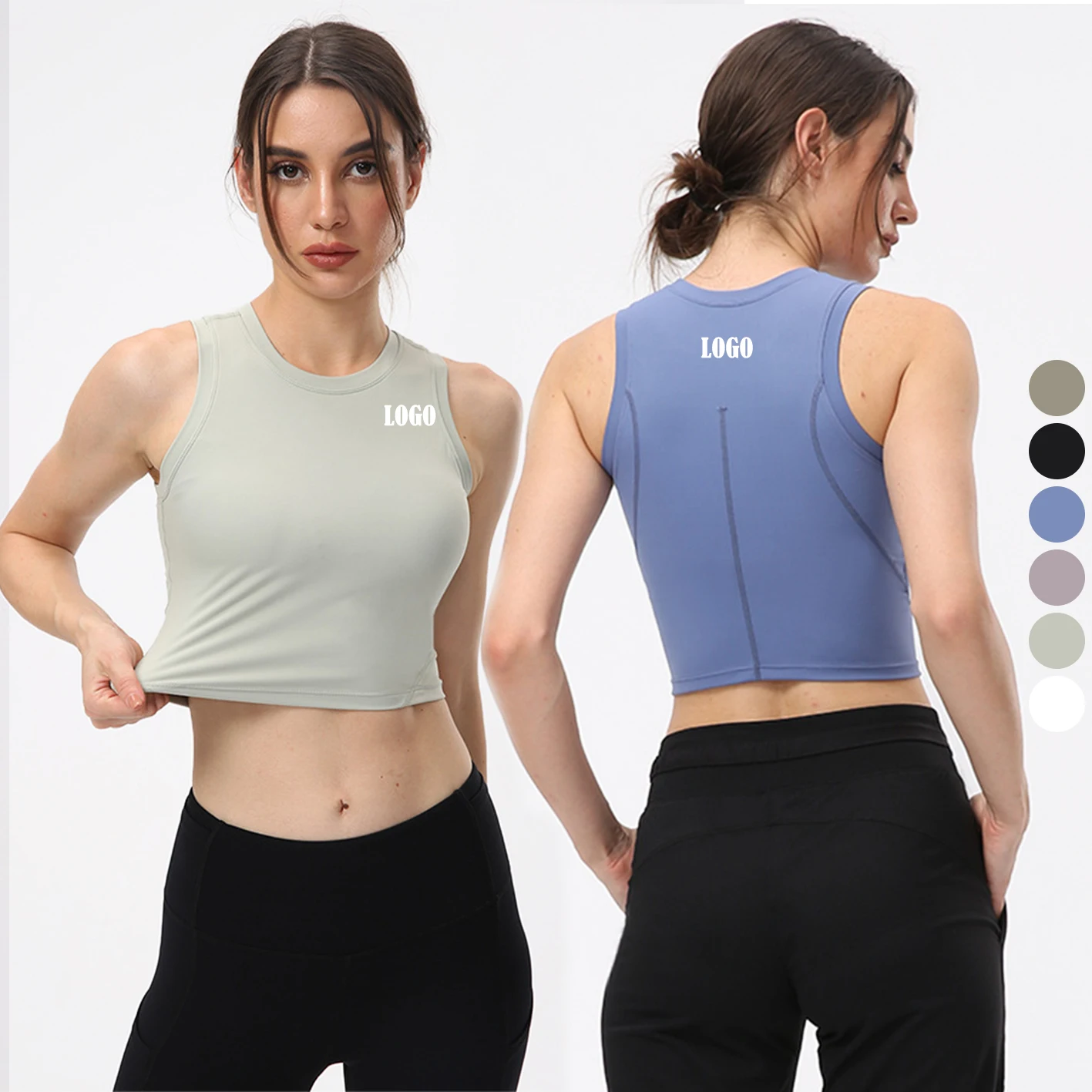 Custom Designer Athletic  Compression Crop Top Sleeveless Women's Tank Tops