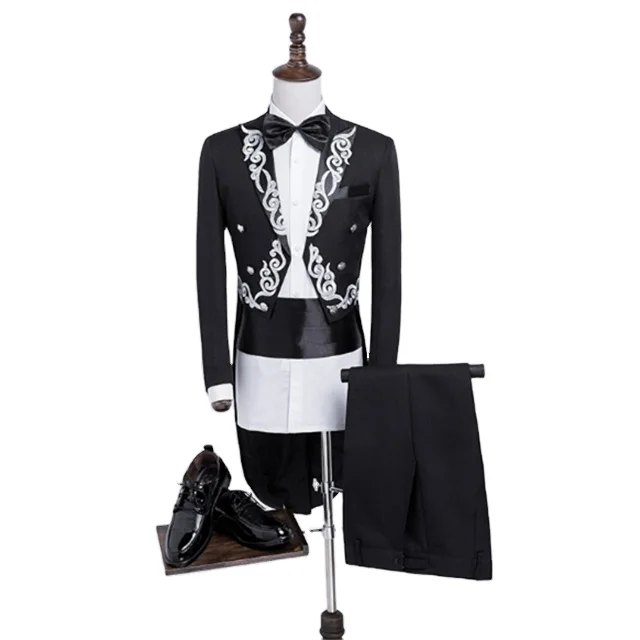 Men's Tuxedo Groom Marriage Suit Set Slimming Chair Long tuxedo Magic Show Dress