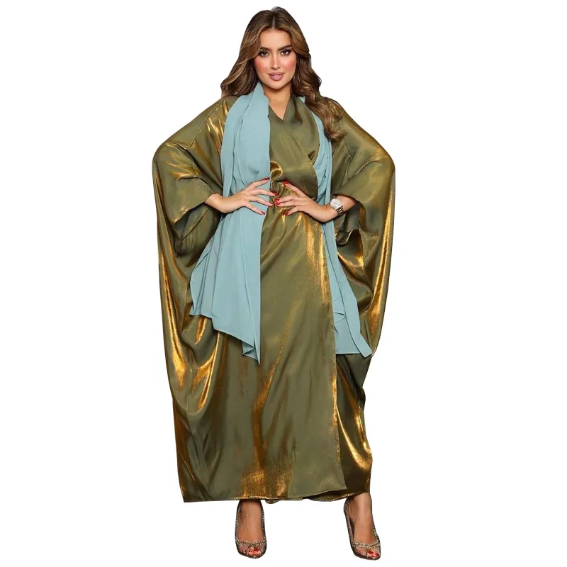 

New Abaya islamic clothing silk ethnic clothing long maxi dress women open abaya for muslim women