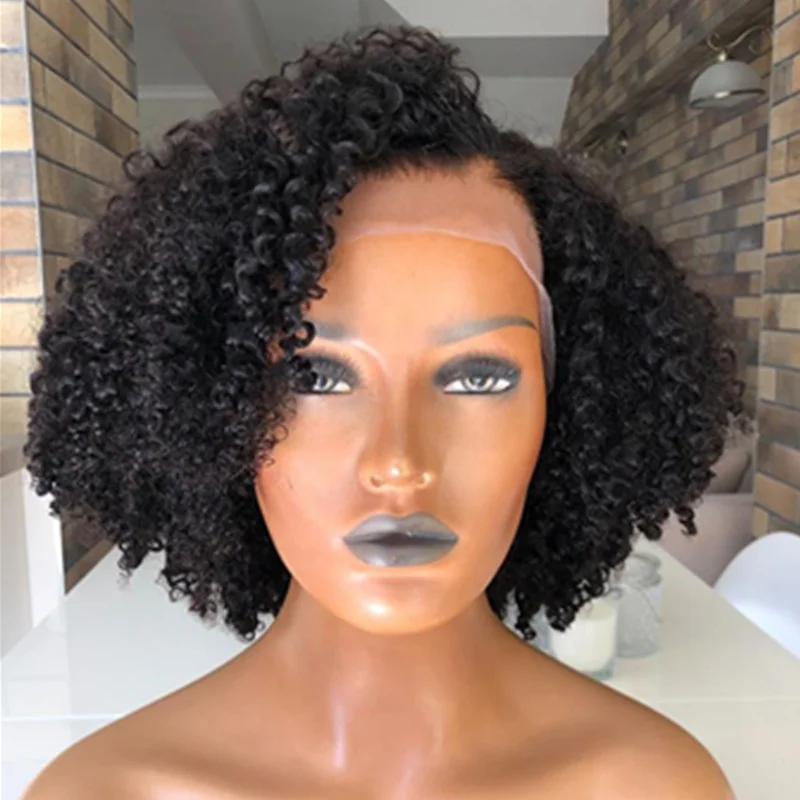 

HD Transparent lace human hair afro kinky curly 130% 150% 180% density full lace wig remy indian hair lace frontal wigs, Natural color lace wig