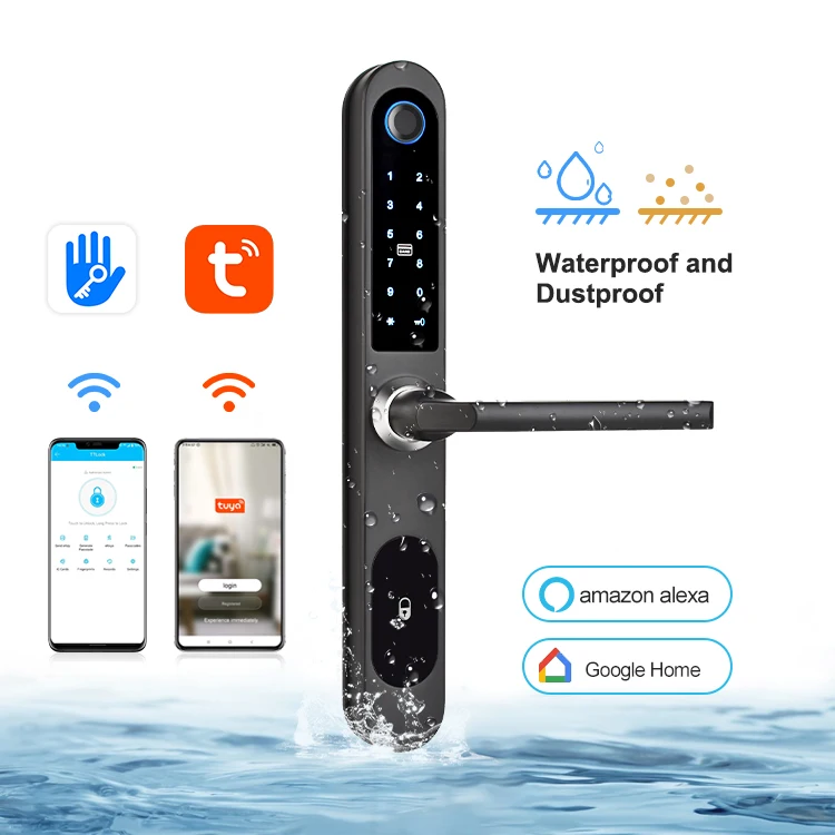 

Tuya APP Remote Control China Narrow Mortise Smart Aluminum Sliding Glass Wooden Door Lock