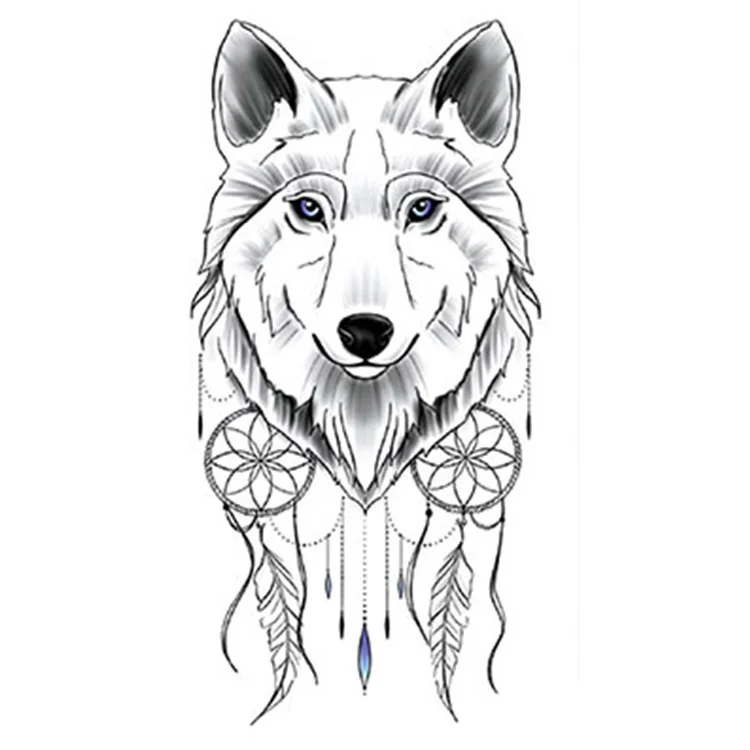 

Best selling Realistic wolf arm tattoo fashion animal tattoos sticker, Cmyk