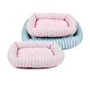 Pink striped memory foam rectangle sofa pet dog bed