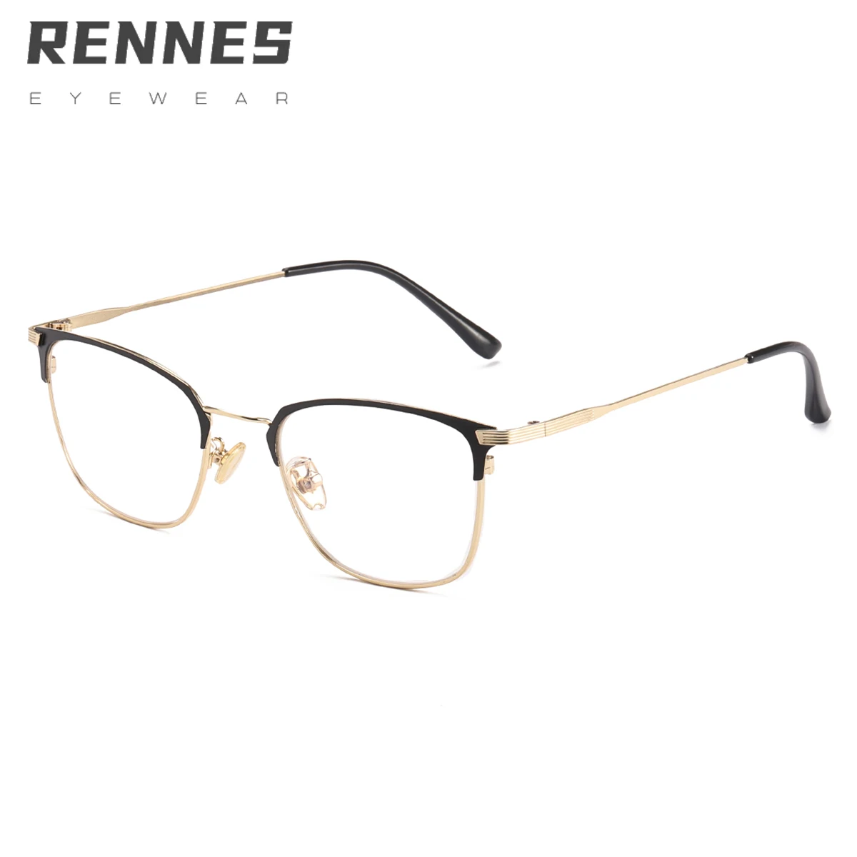 

RENNES Women Classic Square Metal Big Frame Titanium Glasses, Custom colors