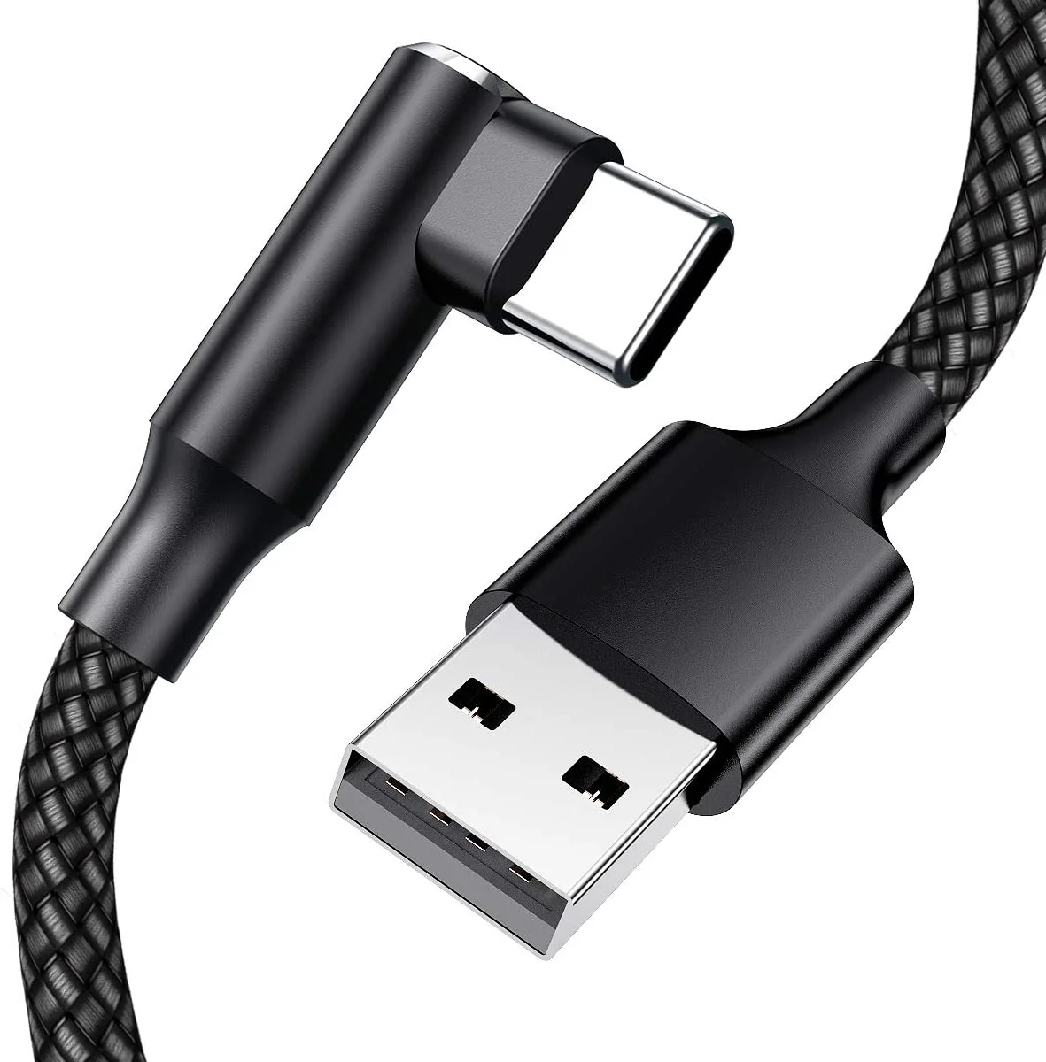 

Type C Cable Fast Charging 90 Degree Right Angle VR Braided Cable USB Data Wire Charger Gaming Accessories For Iphone, Black