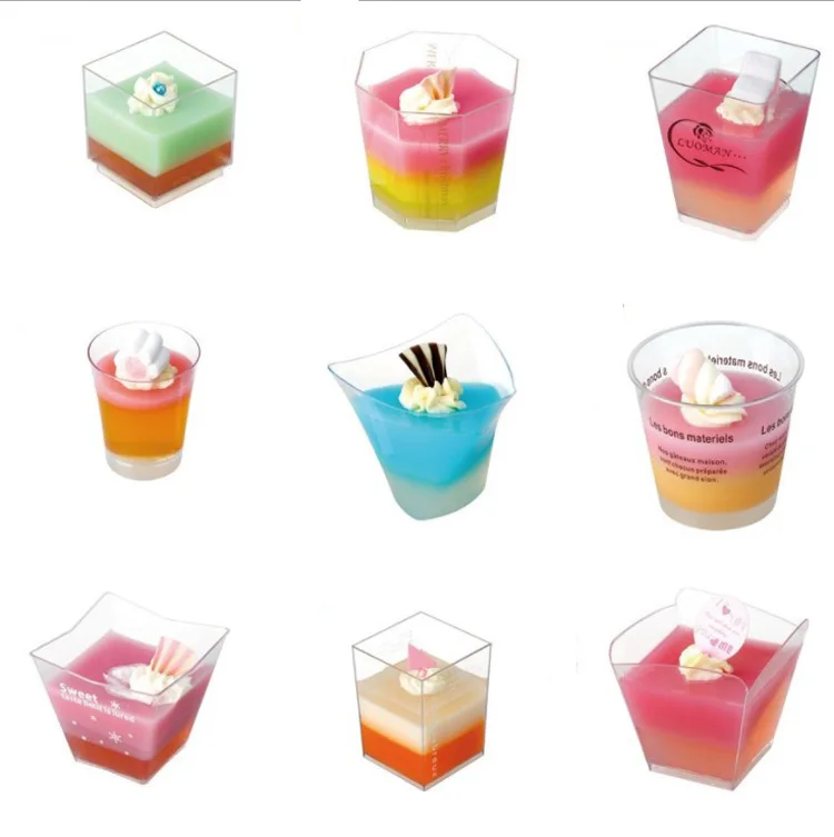 Custom Disposable Plastic Ps Dessert Cup With Lid.2 3 4 5oz Mini Square