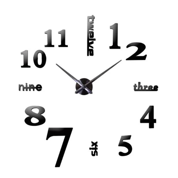 

Novelty Modern Design Home Decorative Wall Sticker Clock 3D Frameless DIY Big Size Fashion Style Wall Clock
