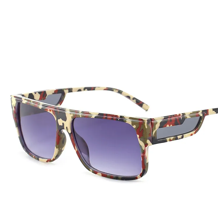 

New 2021 Camouflage Camo Sun Glass Women Square Sunglasses With Side Shield