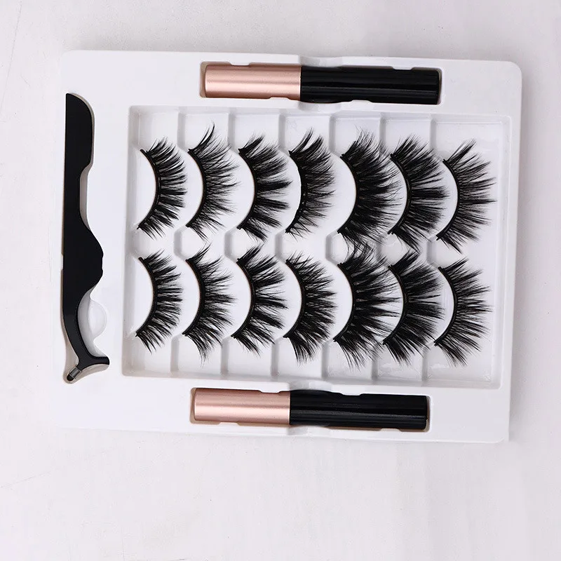 

7 pairs magnetic eyeliner false eyelashes glue-free natural false eyelashes, Natural black