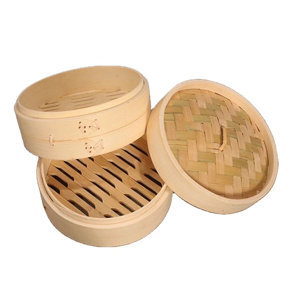 

2022 Traditional Bamboo Steamer Fish Rice Vegetable Snack Basket Set Kitchen Cooking Tools One Cage and One Cover Cooking