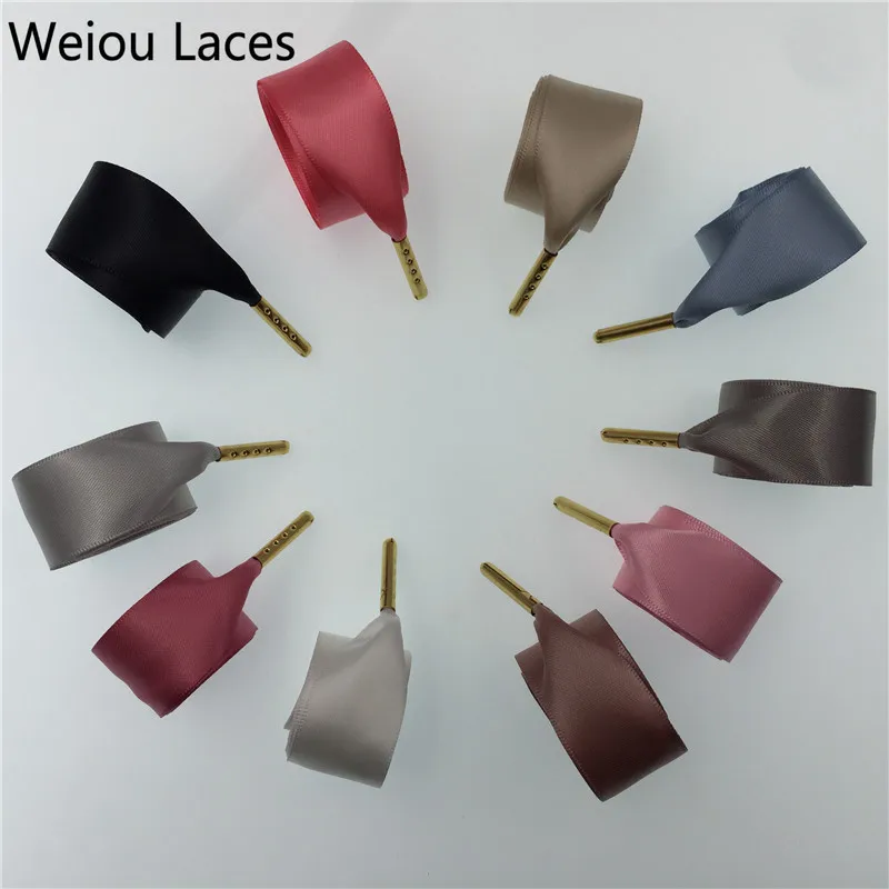 

Weiou Brand Luxury Satin Womans Flat Shoelaces Lovely Trendy For Shoes, 20 stock colors