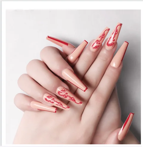 

Hot Selling Long Coffin Almond Ballet Press On Luxury False Nails artificial nail tips false nail high quality