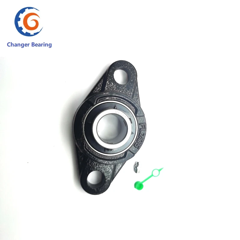 2x UCFL206-18 Flange Mount Bearings – 2-Bolt Cast Iron, UC206-18 + FL206, 1.125" Bore