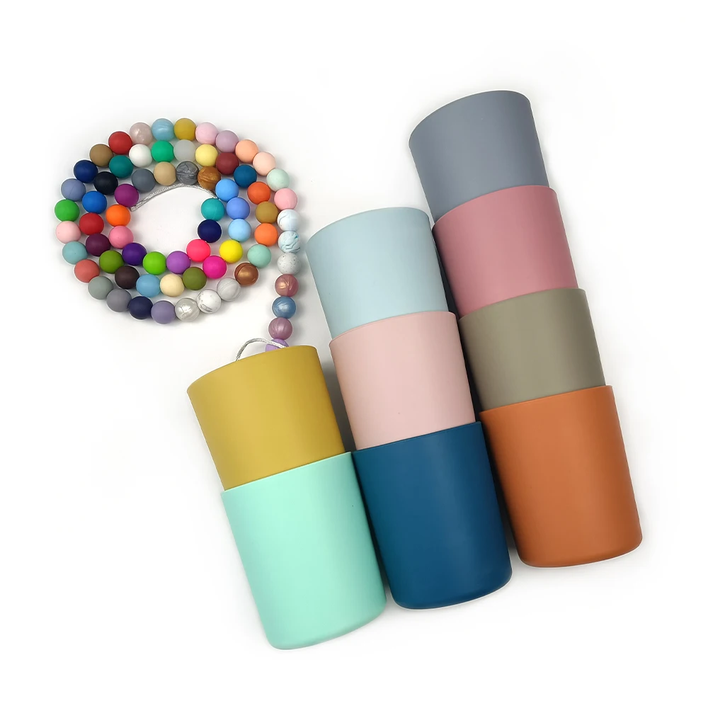 

Non Spill Eco Friendly Baby Feeding Drinking Cup Portable Children Self Feeding Water Cup Big Mouth Straight Silicone Baby Cup, Various colors can be chosen