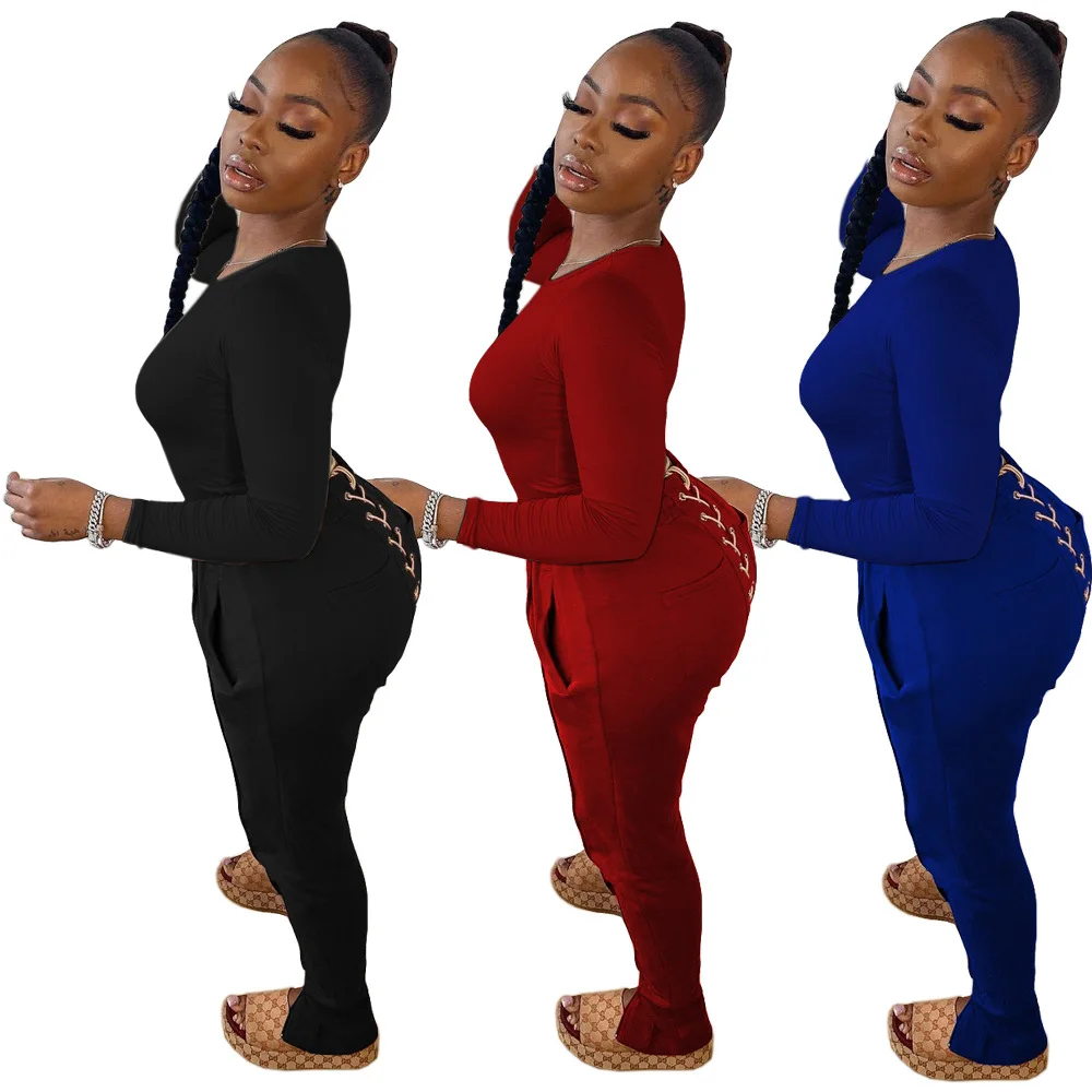 

Urban clothing women's solid color two-piece fashion sports suit, Customized color