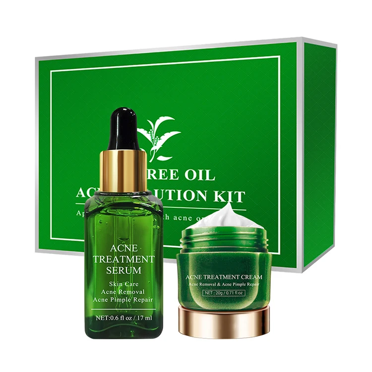 

Best Beauty Organic Skin Care Set Products Gift Acne Treatment Serum Tea Tree Facial Cream Serum Set