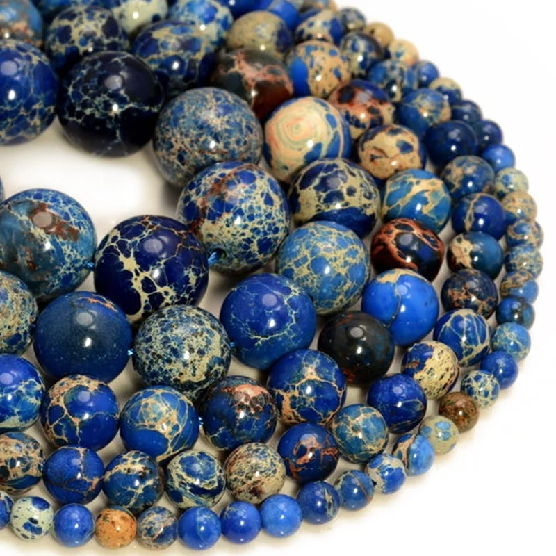 

Wholesale Sea Sediment Imperial Jasper Gemstone Round Loose Beads Full Strand Jewelry Making Diy Bracelet 4mm 6mm 8mm 10mm
