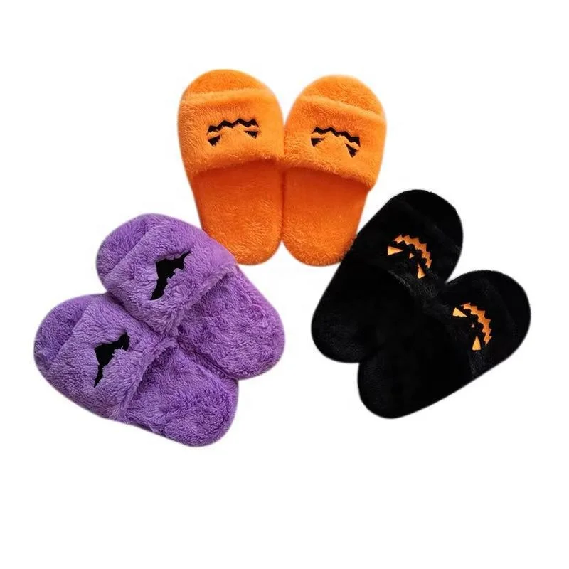 

Home slippers pumpkin women home indoor lovely plush flip-flops flat half, Picture