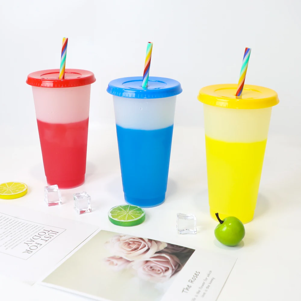 

Top Sale PP Plastic Clear Tumbler Magic Cups For Color Change, Customized