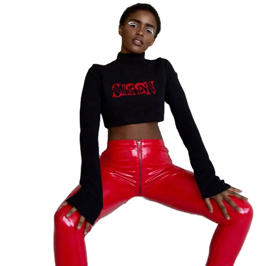 

Club Stage Performance Pole Dance Open Crotch Sexy Tight PU Leather Pants