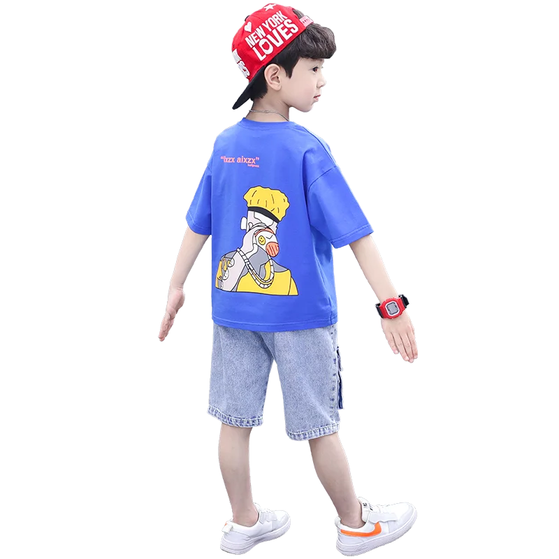 

2021 summer suit new western style big boy short-sleeved handsome denim shorts