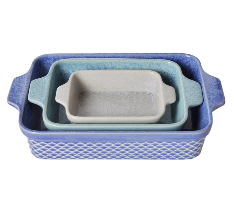 
Quality Choice Household Personal Reactive Glazed Three-piece Ceramic Bakeware 