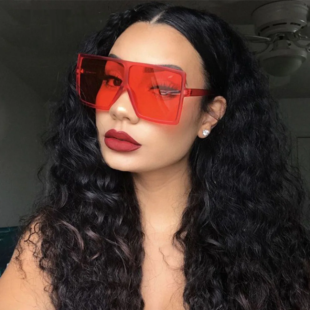 

Wholesale Safety Eyewear Fashion Big Frame Retro Square Oversized Woman Female Green Shades Sunglasses for Women 2020, Custom colors