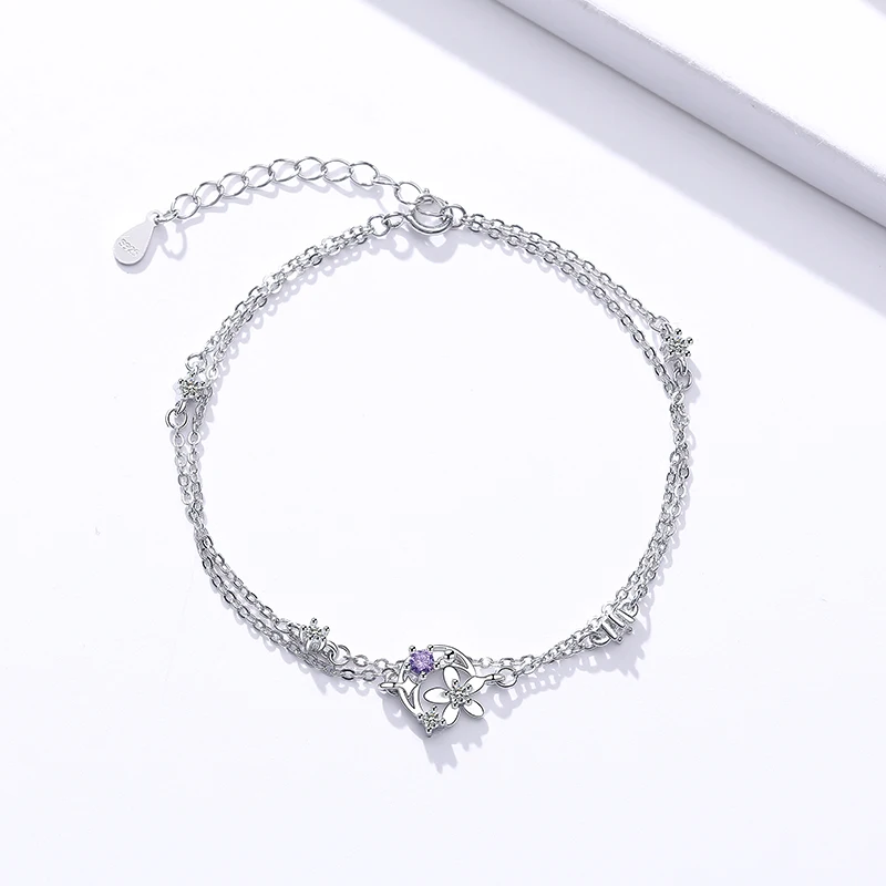 

Shiny zircon moon jewelry female student flower bracelet girlfriends gift L440