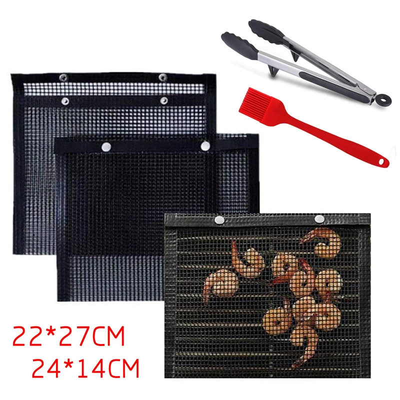 

2020 New Barbecue Grill Mat Accessories Reusable Non-stick PTFE Fiberglass Fabric BBQ Grill Mesh Bag