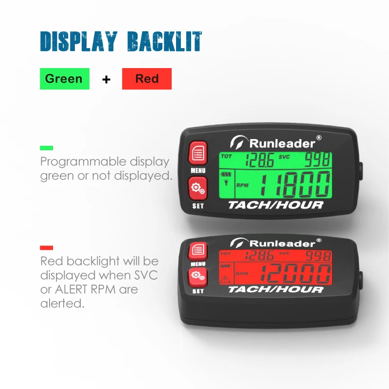 Overspeed Alert Red Backlight Digital Tachometer Hour Meter For