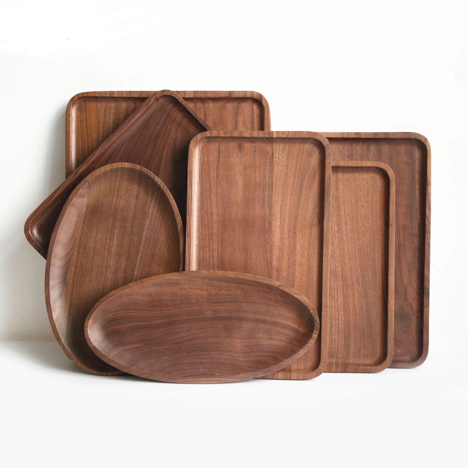 

Creative Hand Grip Hotel Restaurant Wood Tray North American Black Walnut Wood Dish Fruit Pizza Wooden Plate