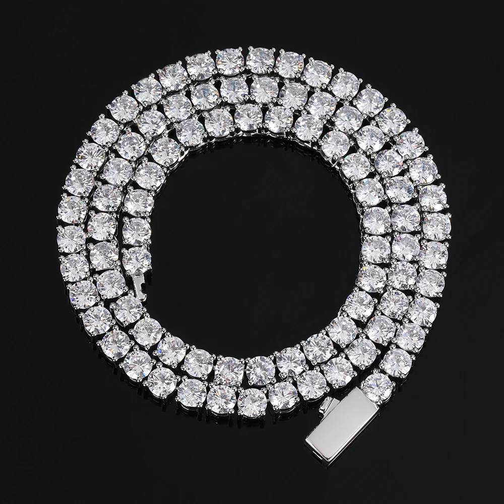 NUOYA 3mm Hip Hop Jewelry Iced Diamond Tennis Chain Silver Plated Brass Bling Tennis Chain Necklace Women for Women Men in Stock