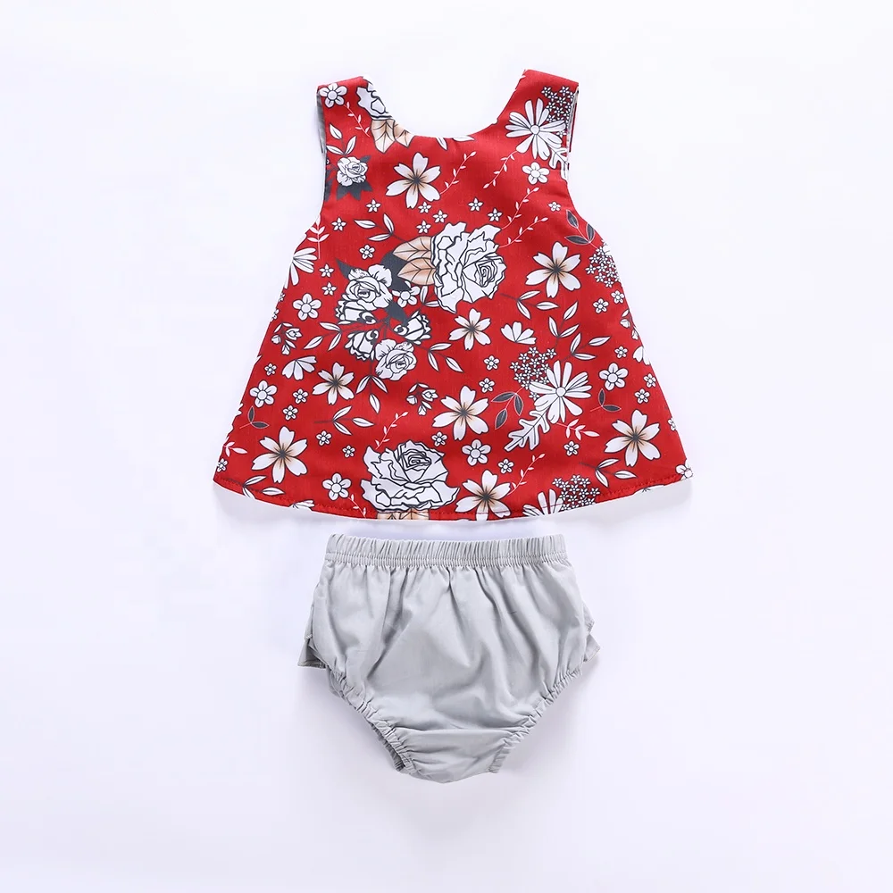 

Baby girl summer sleeveless floral vest with briefs spaghetti straps spring & summer kids wear girl child dress