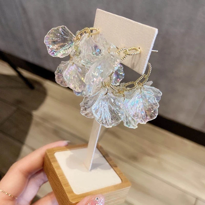 

Kaimei Bijoux Metal Knot Circle Pendientes Jewelry Gifts 2021 Korean Fashion Acrylic Shell Hoop Earrings For Women Girls, Many colors fyi