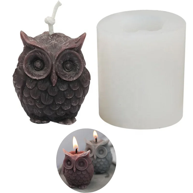 

3D cartoon animal silicone mould cute owl candle mold for scented candles making